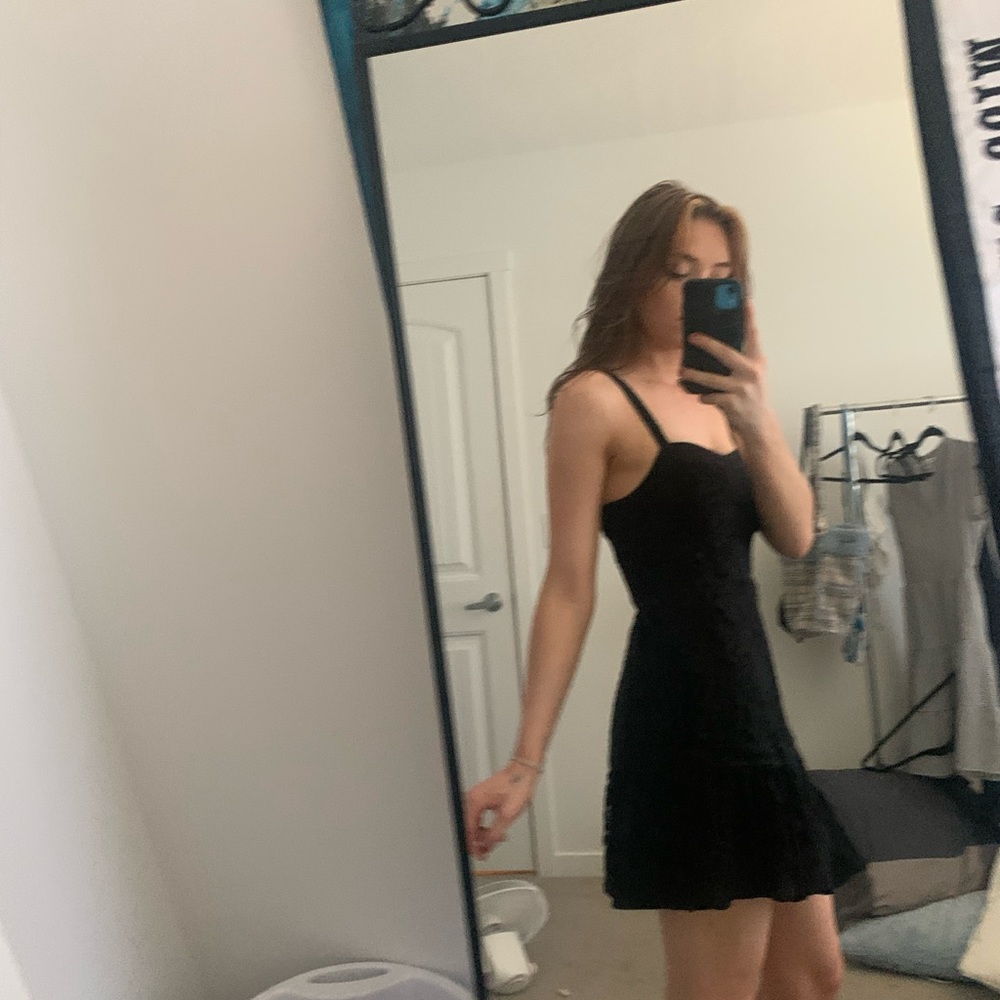 Black lace mini dress